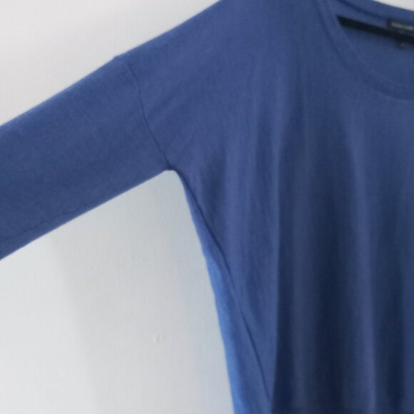 EILEEN FISHER cobalt blue round neck thin merino wool sweater - Picture 4 of 8